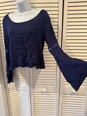Jella Couture Navy Bell Sleeve Top